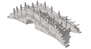 中式景观石材栏杆拱桥 (7)