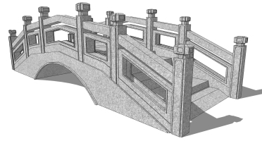 中式景观石材栏杆拱桥 (11)