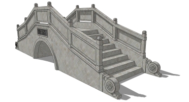 中式景观石材栏杆拱桥 (17)