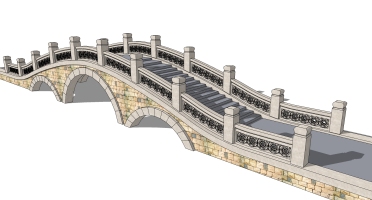 中式景观石材栏杆拱桥 (18)