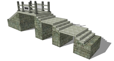 中式景观石材栏杆拱桥b (2)