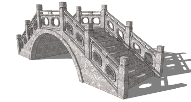 中式景观石材栏杆拱桥b (5)