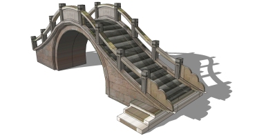 中式景观石材栏杆拱桥c (2)