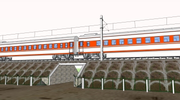 44火車列車鐵路涵洞設計模型軌道