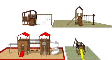 3现代儿童游乐园游乐设施儿童滑梯秋千组合