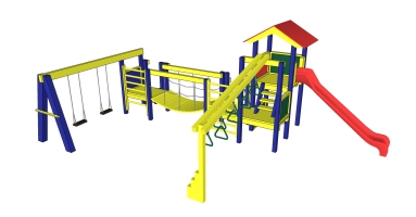 12现代儿童游乐园游乐设施儿童滑梯秋千组合