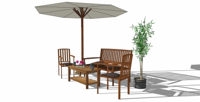 户外休闲餐桌椅遮阳伞景观椅 (2)