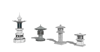 中式日式庭院景观石头灯笼 (3)