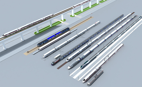 01高铁轻轨地铁高架桥轨道列车