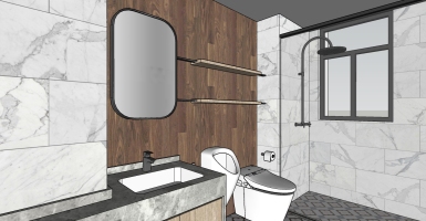 北欧现代卫生间洗手间智能马桶SketchUp