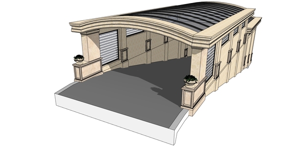欧式建筑地下车库出入口雨棚遮阳棚 (2)