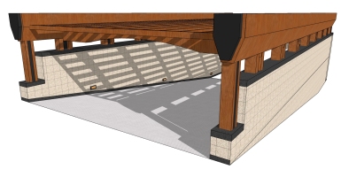 新中式木架子车库出入口廊架 (8)