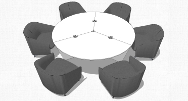 现代北欧圆形休闲洽谈桌椅子会议桌SketchUp