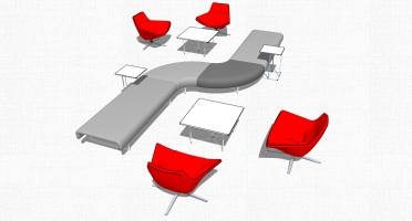 现代异形办公休闲等候区沙发茶几休闲椅子组合 (9)