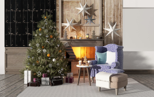 Z06-0708美式歐式單人沙發圣誕樹飾品壁爐禮品盒