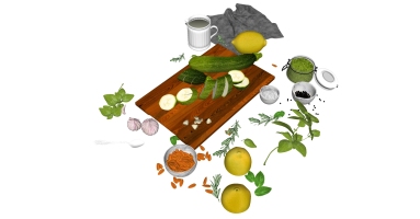 11柠檬黄瓜蔬菜厨房组合SketchUp