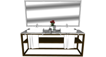 4北欧现代洗手台台上盆镜子龙头手巾卫浴用品组合SketchUp