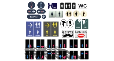 5现代公共卫生间男女指示牌导视牌指引牌SketchUp