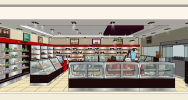 79现代面包店糕点展示柜甜点 货架店面