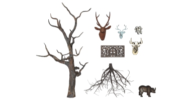 (15)枯樹樹枝干枝樹干鹿頭掛飾掛件