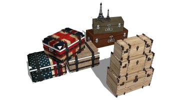  (11)美式英伦风格皮箱木头箱子而菲尔铁塔