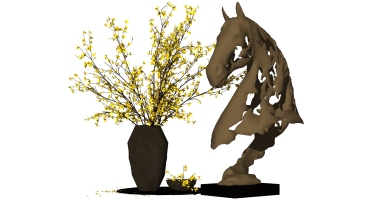  (12)镂空抽象马头雕塑花瓶摆件饰品