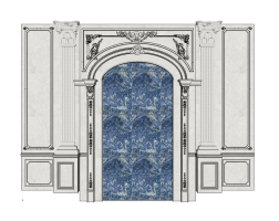 03欧式法式拱形套口套线石膏雕花罗马柱造型护墙板