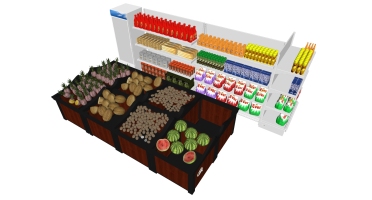 (37)现代超市售货架日用品水果蔬菜