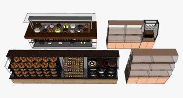 (12)现代木制甜品店糕点展示柜