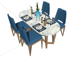65现代北欧轻奢新中式方形餐桌