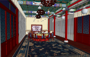 96新中式宫廷古典藏式餐厅