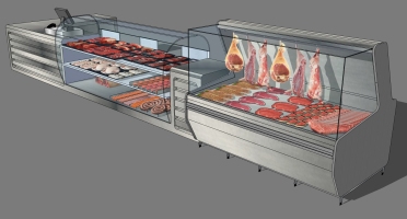 (5)现代肉类生肉火腿柜台展柜收银台保鲜冷藏柜