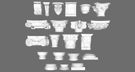 06欧式法式罗马柱柱头柱基角花构件