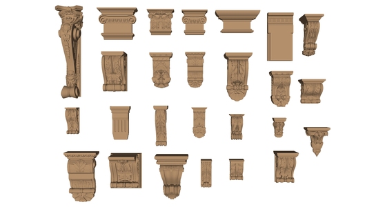 11欧式法式罗马柱柱头柱基角花构件