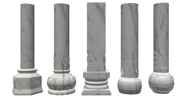 02中式古典云纹石材雕花柱子柱头柱基
