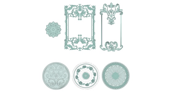 05欧式法式雕花石膏线护墙板线条花线圆形雕花灯盘雕花