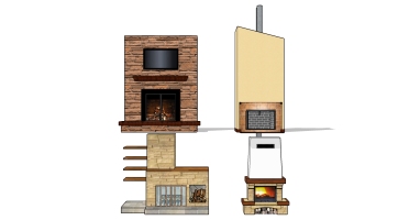 (20)欧式法式美式现代壁炉火炉劈柴电视背景墙