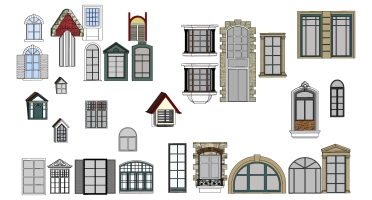 (31)欧式建筑别墅弧形窗户罗马窗百叶窗户