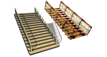 (1)欧式法式木制楼梯金属铁艺楼梯栏杆扶手