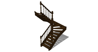 (6)新中式古典复古实木旋转楼梯