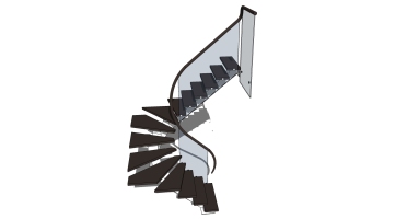(7)现代楼梯木制楼梯踏步玻璃扶手
