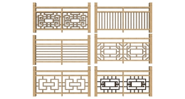 (53)中式花格格栅栏杆扶手护栏