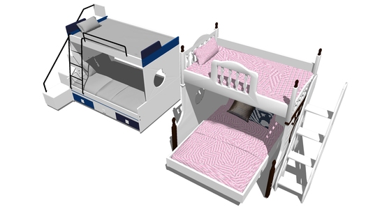 12现代北欧简约上下铺床组合