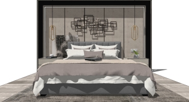 18现代简约欧式双人床床头柜金属铁艺墙饰挂件吊灯