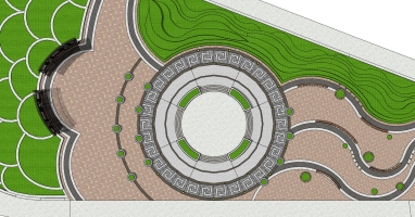 09圓形中式公園廣場設計石材鋪裝拼花園林景觀
