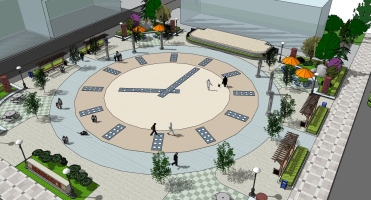 16圆形时钟造型景观广场公园广场设计朗庭园林景观