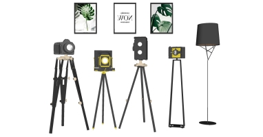 12现代相机摆件组合古典相机挂画