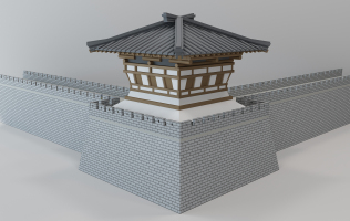 中式古建城门楼城墙