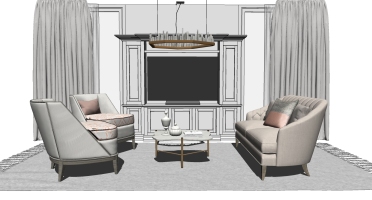 7美式法式欧式客厅单人沙发椅子双人沙发茶几吊灯橱柜组合