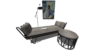 3现代简约金属铁艺沙发凳落地灯卧榻床尾凳